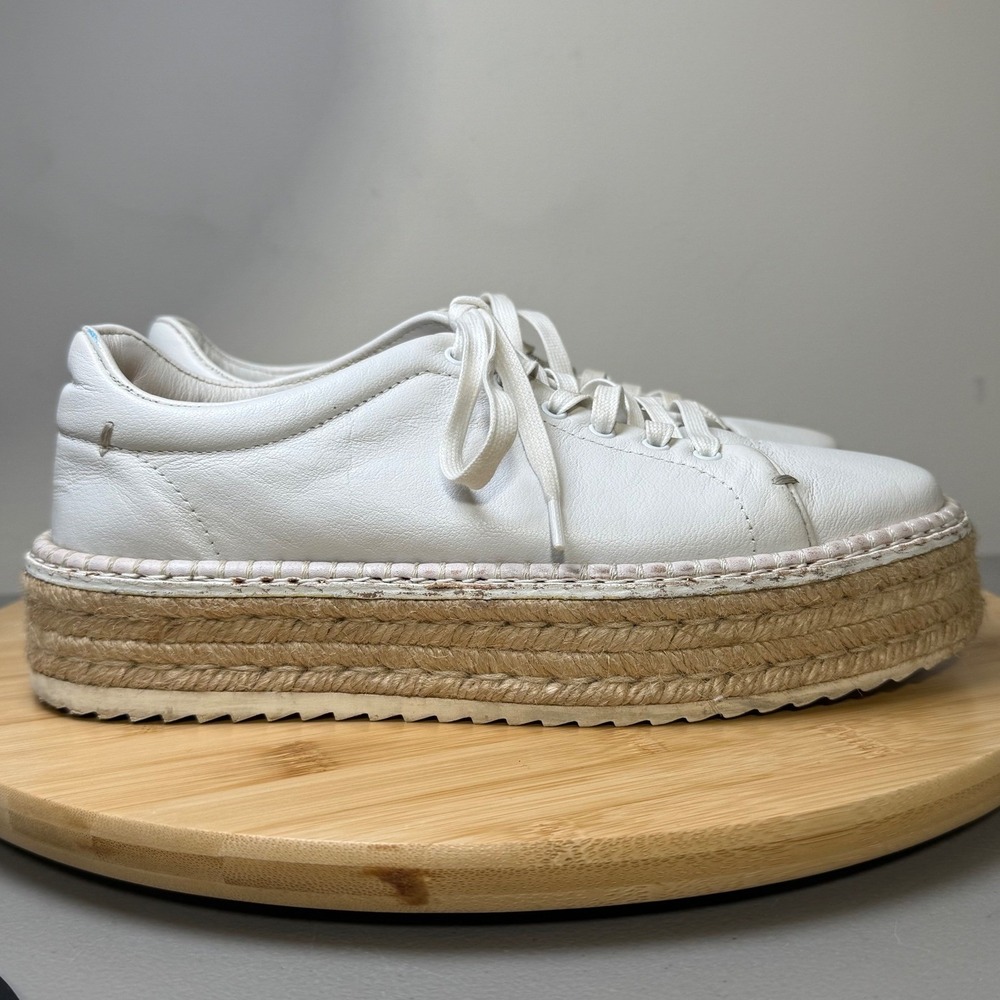 rag & bone White Leather Espadrille Platform Sneakers